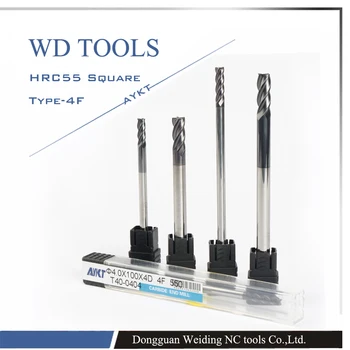 

AYKT Tungsten Carbide CNC Milling Square type Cutters, Milling Tools, Carbide End mill,HRC55,Quantity 5Pcs ,Size 4mm x 50mm
