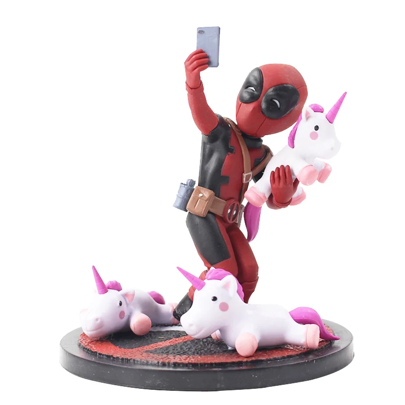 

13cm Avengers Deadpool Funny With Unicorn 1/10 Scale Painted Figure Unicornselfie Q Version Figurine PVC Action Figure Model Toy