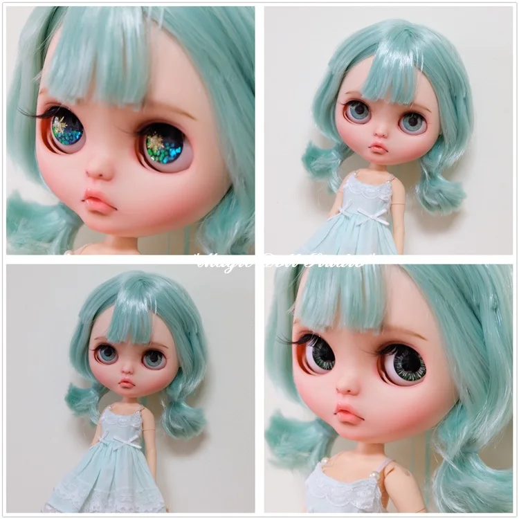 

[NBL196]Free shipping Nude Blythe Doll with Short Mint Color Hair Shinning Face Suitable For DIY Doll For Girls