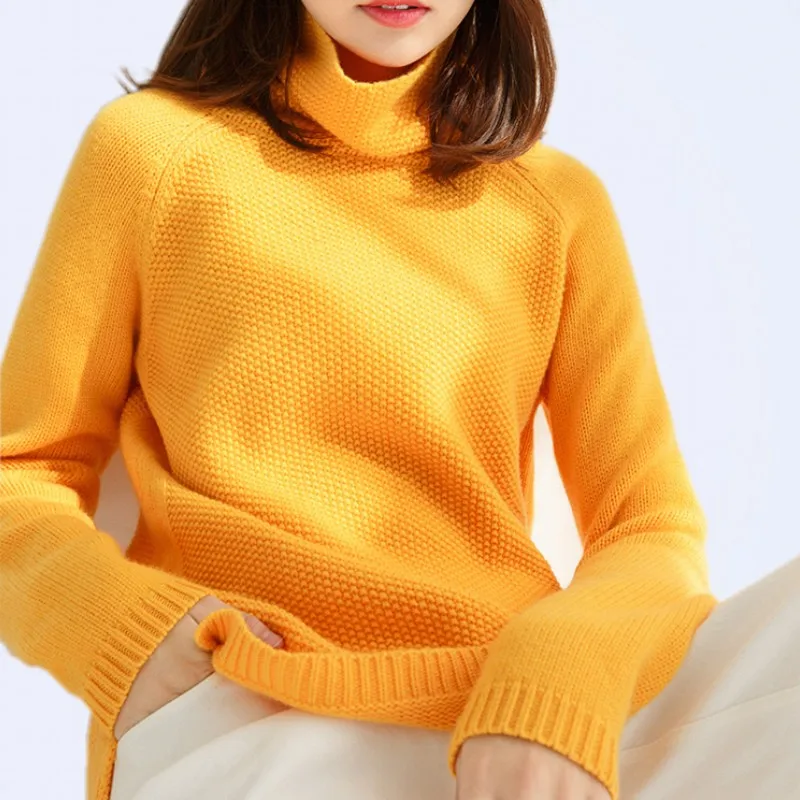 

Autumn and Winter New Cashmere Sweater Women's High-Necked Pullover Loose Thick Sweater Short Paragraph Knit Shirt
