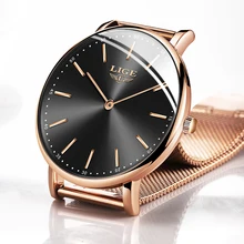 Relogio Masculino LIGE New Mens Watches Top Brand Luxury Fashion Ultra Thin Quartz Clock Business Waterproof Gift Gold Watch Men