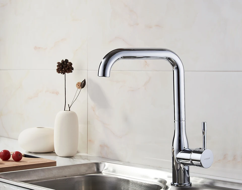 granite kitchen sink LEDEME Kitchen Faucet Electroplating Chrome Modern Kitchen Faucet Mixer Tap Ceramic Valve Core Single Holder Single Hole L4698 best kitchen faucets