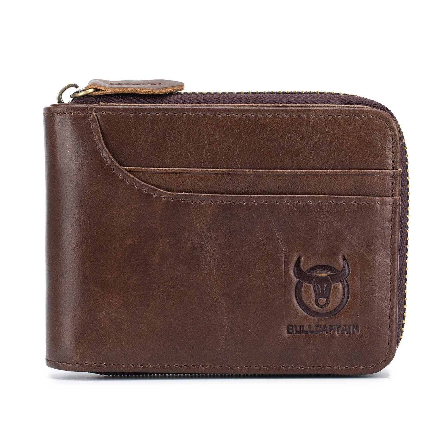 

ABDB BULLCAPTAIN Genuine Leather Men Wallets Short Coin Purse Small Retro Wallet Cowhide Leather Card Holder Pocket Purse Men