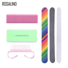 ROSALIND 6 шт./Партия набор для чистки ногтей для маникюра с песочными буферными палочками Чистящая Щетка инструмент для дизайна ногтей гель лак для ногтей аксессуары