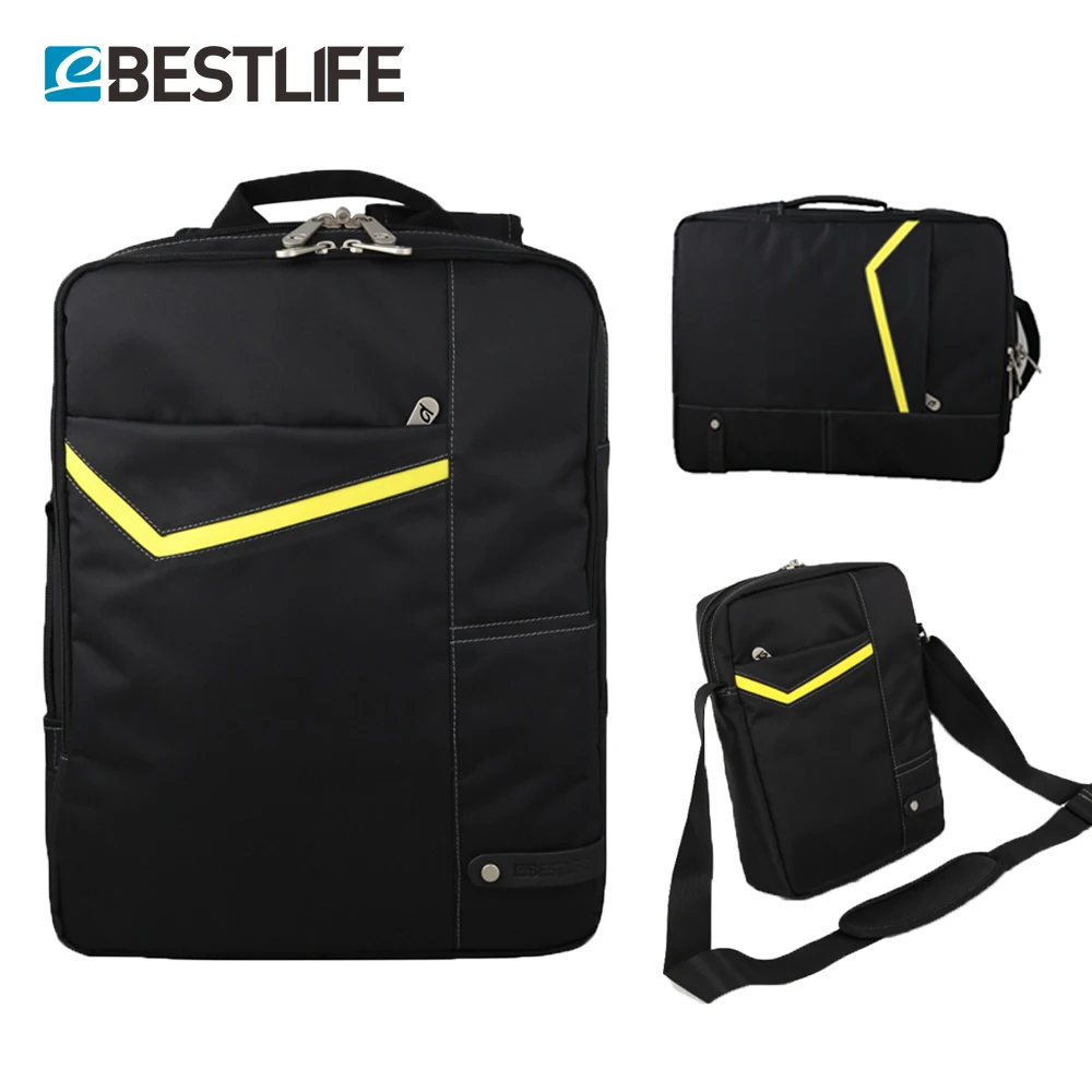 

ESTLIFE Men Anti Theft Backpack Mochila Black Nylon Business Backpack 3 Carry Ways Case Shoulder Cross Body Bag Computer Bags