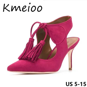 

Kmeioo Women Shoes US 5-15 Fringe Pumps Slingback Pumps Lace Up High Heels Pointed Toe Stiletto Party Evening Wedding Shoes