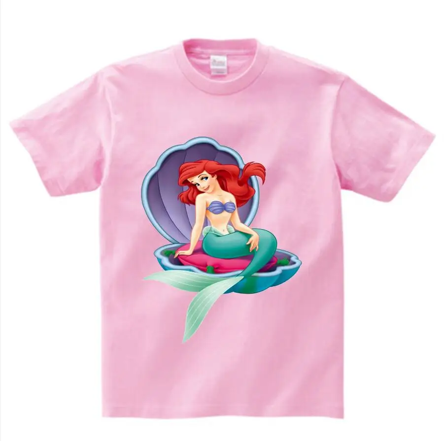 Футболка с 3D-принтом русалки; детские летние топы унисекс; Милая футболка с короткими рукавами для девочек; Детский Повседневный костюм; футболка NN - Цвет: pink  childreT-shirt