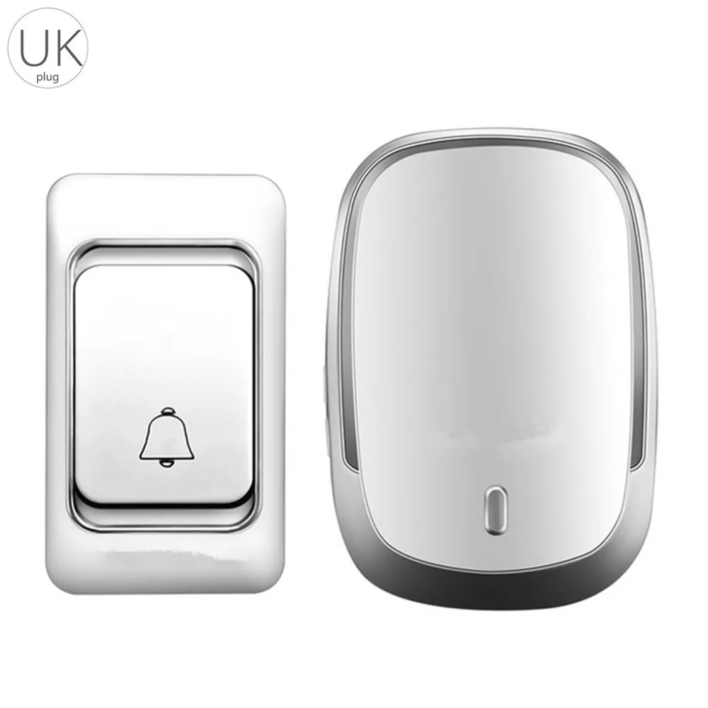 Doorbell UK Silver Intelligent House Doorbell Battery Digital AC Wireless Doorbell Smart Home