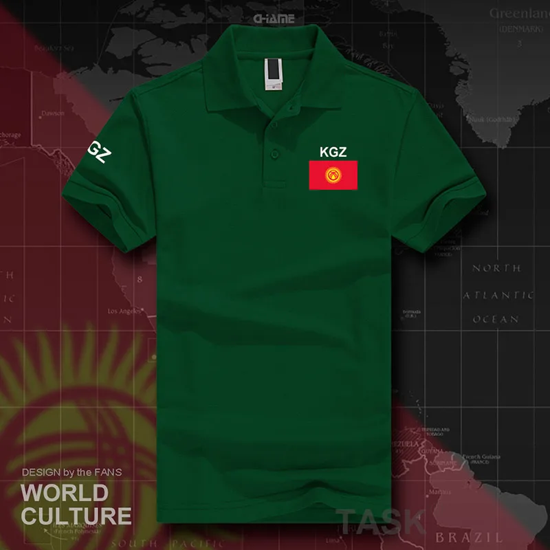 Кыргызстан Киргизия рубашки поло для мужчин короткий рукав белый брендов с принтом для страны хлопок нация команда Флаг кг KGZ флаг - Цвет: polo-green