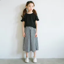 Свободные штаны для девочек; детские брюки Одежда для девочек сезон лето-весна-осень; коллекция года; свободные штаны в полоску для девочек 8-10 лет