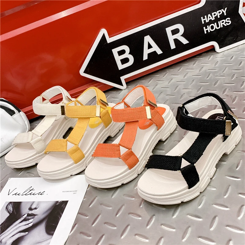 

sandalias mujer 2019 summer hook-loop Cozy PVC soles women sandals rome Gladiator Beach non sliping Damping platform shoes