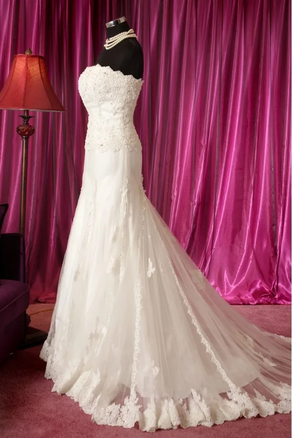 2013 short trailing princess wedding dress tube top slim hip fish tail