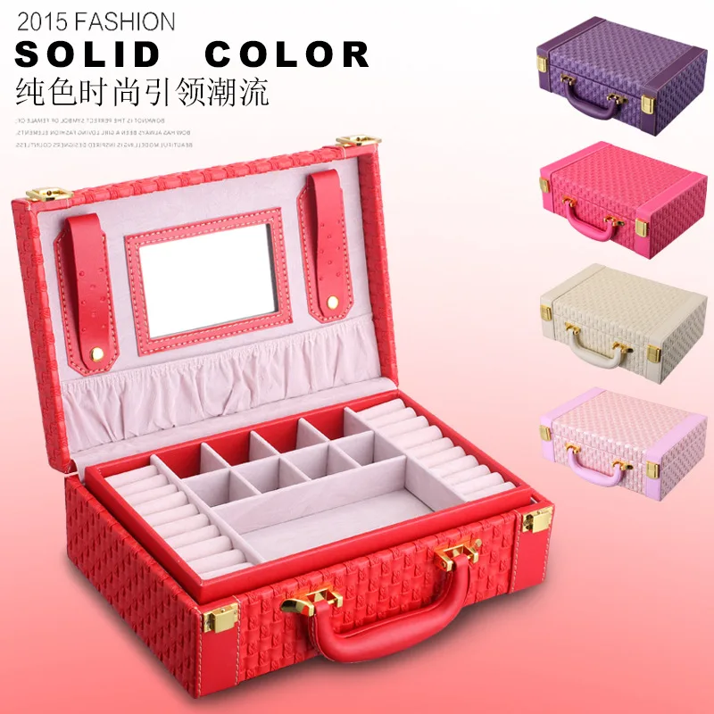 Portátil trenzado collar de la joyería patrón caja de almacenamiento multi-funcional Anillos Pendientes organizador para las mujeres regalo - 2