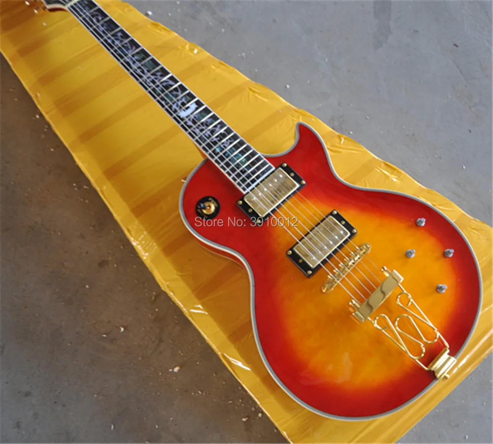 

Custom guitar double-side big color decorative pattern CS vase fingerboard Free shipping