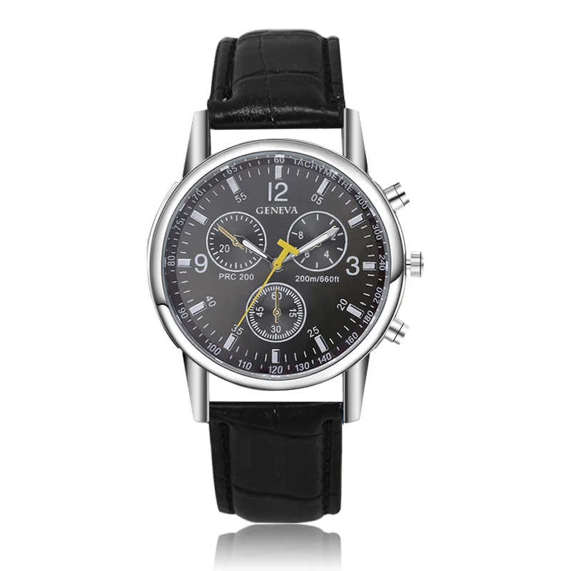 Новинка люксовый бренд часы geneva мужчины кожаные ремни высокое качество мужской время oem дизайнер quartz watch - Цвет: As the picture