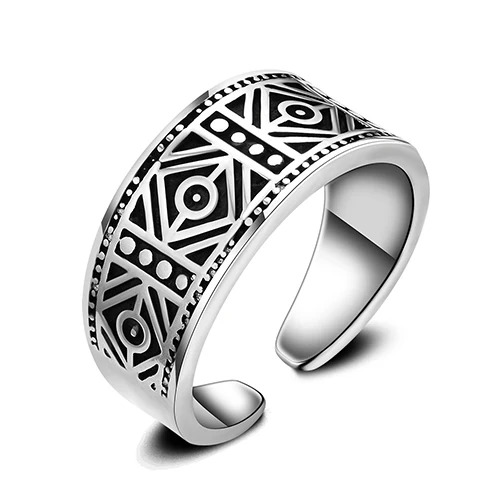 

Bluelans Vintage Retro Rhombus Open Ring Finger Jewelry for Men Women Party Prom Gift