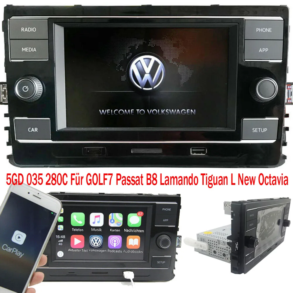 

6.5" Car Radio Stereo MIB 280C Carplay Mirrorlink Bluetooth for Volkswagen Lamando GOLF MK7 & Passat B8 Tiguan L New Octavia