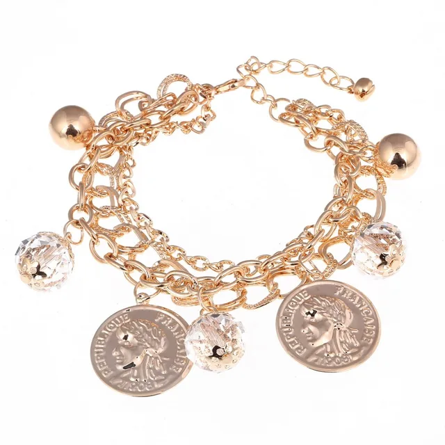 Fashion Multi Layers Chain Bracelet Exquisite Gold Color Charming Fashion Multi Layers Chain Bracelet Exquisite Gold Color Charming For Wedding Coin Design Special Jewelry