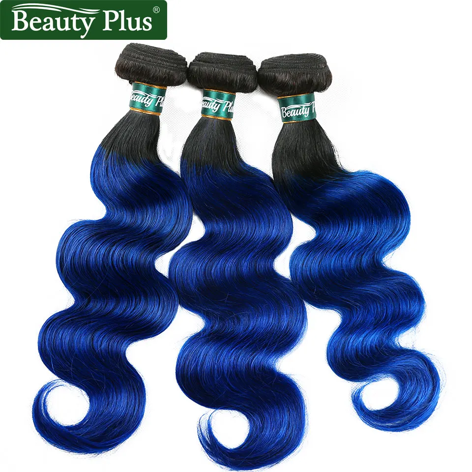 

Blue Brazilian Hair Weave Bundles Beauty Plus Nonremy Dark Roots 2 Tone Human Hair Weave Ombre Brazilian Body Wave 3 Bundles