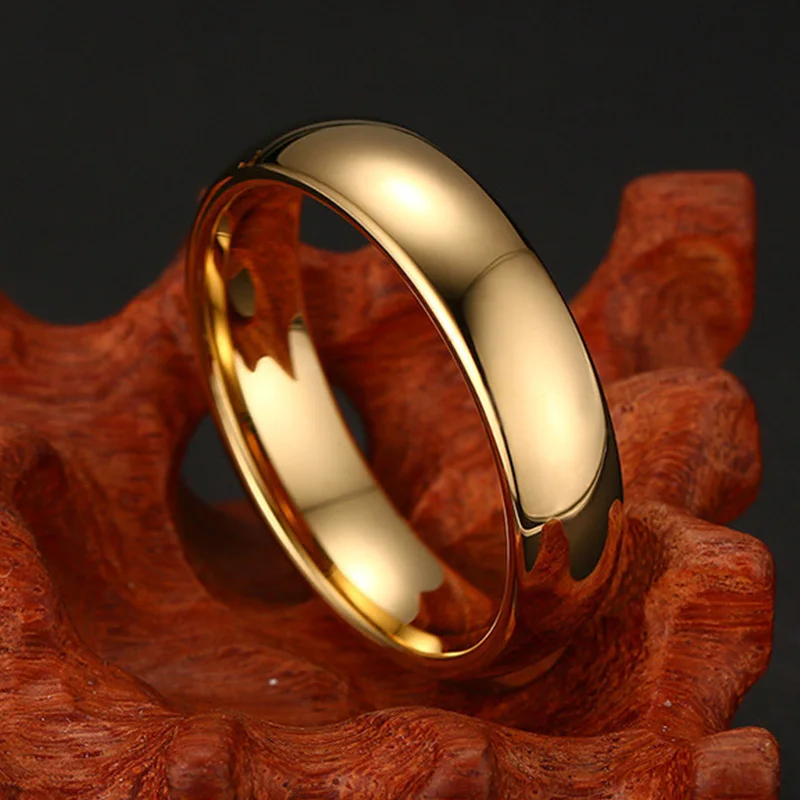 ZORCVENS Мода Чистый вольфрам кольца 4 мм/6 мм широкий золотой цвет обручальные кольца для женщин и мужчин ювелирные изделия