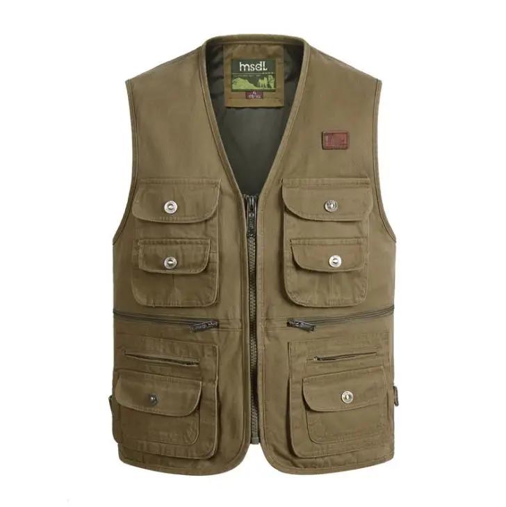 

Mens Multi Bag Pockets Outdoor Fishing Vest Solid Color Photographic Waistcoats for Outdoor Sport Lover