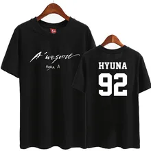 Новое поступление, kpop hyuna mini album awesome name, футболка с круглым вырезом и принтом для лета, свободная футболка унисекс с короткими рукавами, 4 цвета