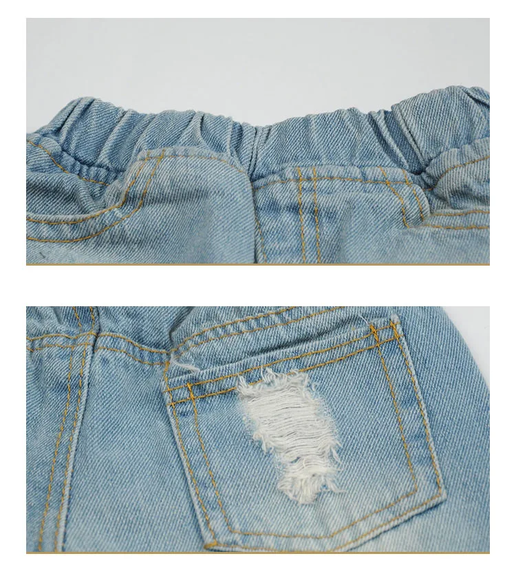 Girl Clothing Jeans Elastic Waist Cotton Baby Children Fashion Broken Hole Kids Jeans for Girls Ripped Jeans For Girls Jeans 12
