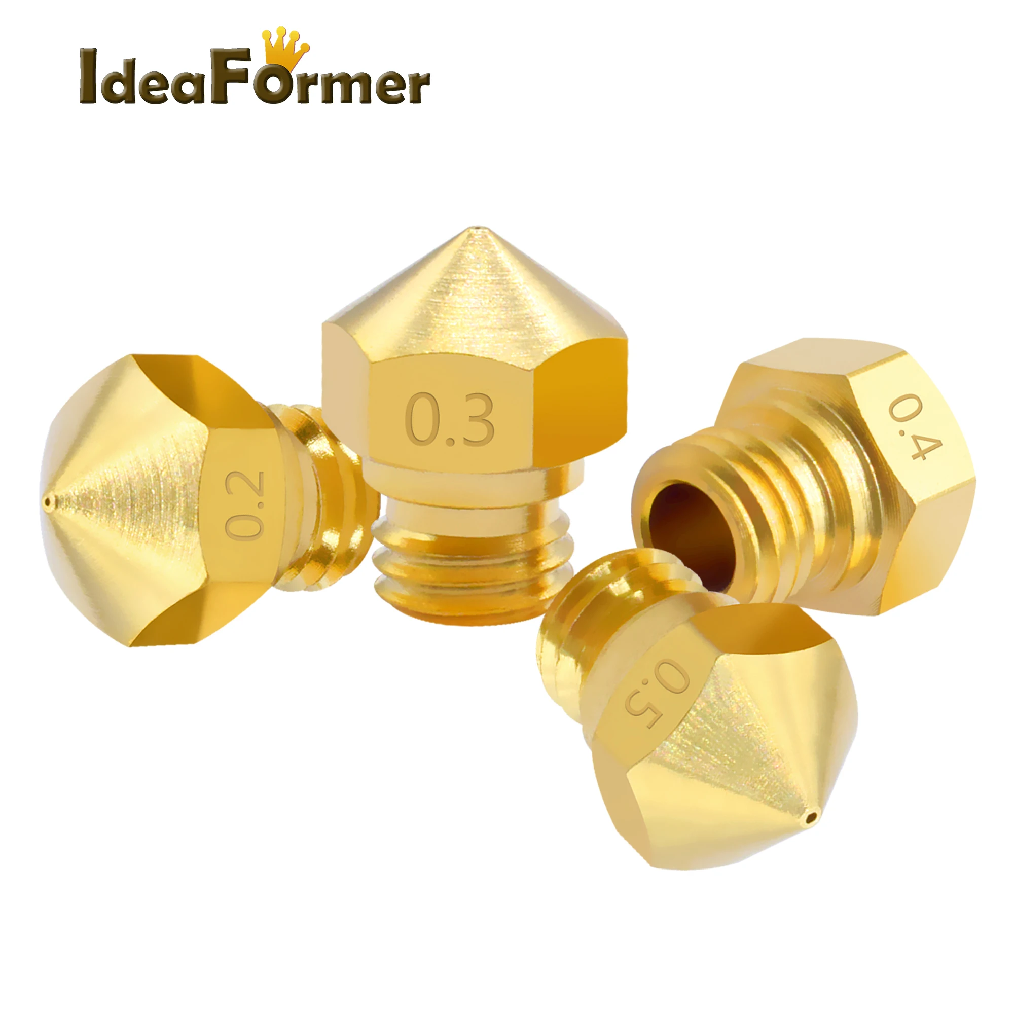 5pcs MK10 extruder Brass Nozzles M7 screw thread Bore 0.2 1.0 mm use