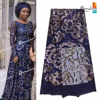 

2019 New Arrival Sequined African Swiss Voile Lace Fabric Indian Nigerian Sequins Wedding Party Dresses Mesh Net Lace Material