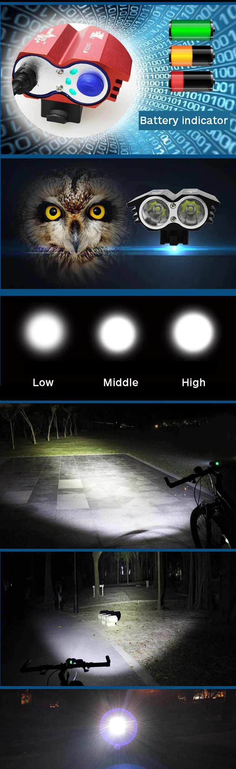 OWL Bicycle light torch Bicicleta lamp 7