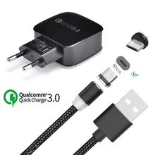 Для samsung galaxy Realme 3i 3 Pro huawei Xiaomi 5 Redmi 7a 7 6 Android мобильный телефон QC 3,0 быстрое зарядное устройство+ Магнитный кабель Micro USB
