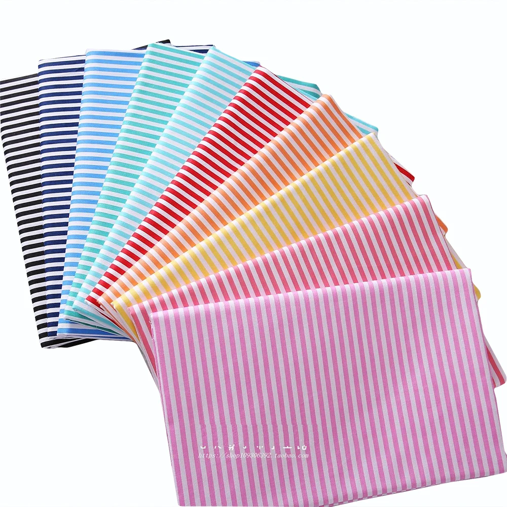 

2017 New 10pcs Colorful Stripe Cotton Fabric for Sewing Patchwork Quilts Cushions Telas Tissue DIY Crafts Tilda Cloth 20x25cm