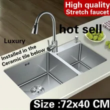 Квартира стрейч кран мыть овощи мини кухня ручная раковина двойной паз 304 нержавеющая сталь 720x400 мм