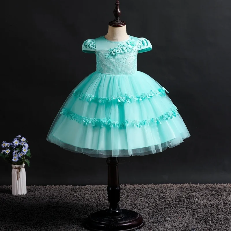

It's YiiYa Flower Girl Dress 6 Colors Short Sleeves O-Neck Floor Length Girls Pageant Dresses Vestidos De Noches Para Ninas 839