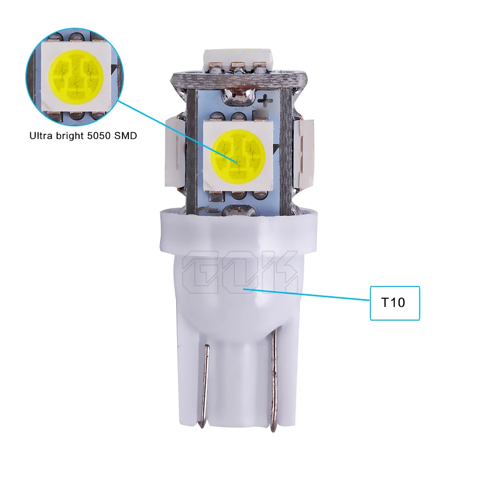 100 х Авто T10 194 168 W5W 5smd 5050 светодиодный 5 светильник лампа парковка авто
