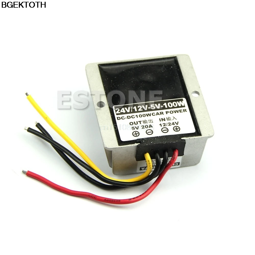 

100W Car Power Converter Supply Module adapter DC-DC Converter 12V/24V Step Down to 5V-20A