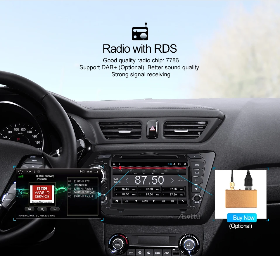 Best Asottu KK28060 2G+32G android 8.1 car dvd gps player car radio gps navigation video player for Kia rio k2 car multimedia player 7