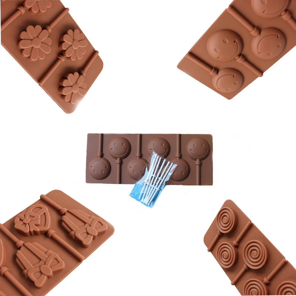 

Multi-Style Brown Silicone Lollipop Mold Diy Reusable Baking Mold Reposteria Herramientas Para Decoracion Tools Mode Tortas Y1