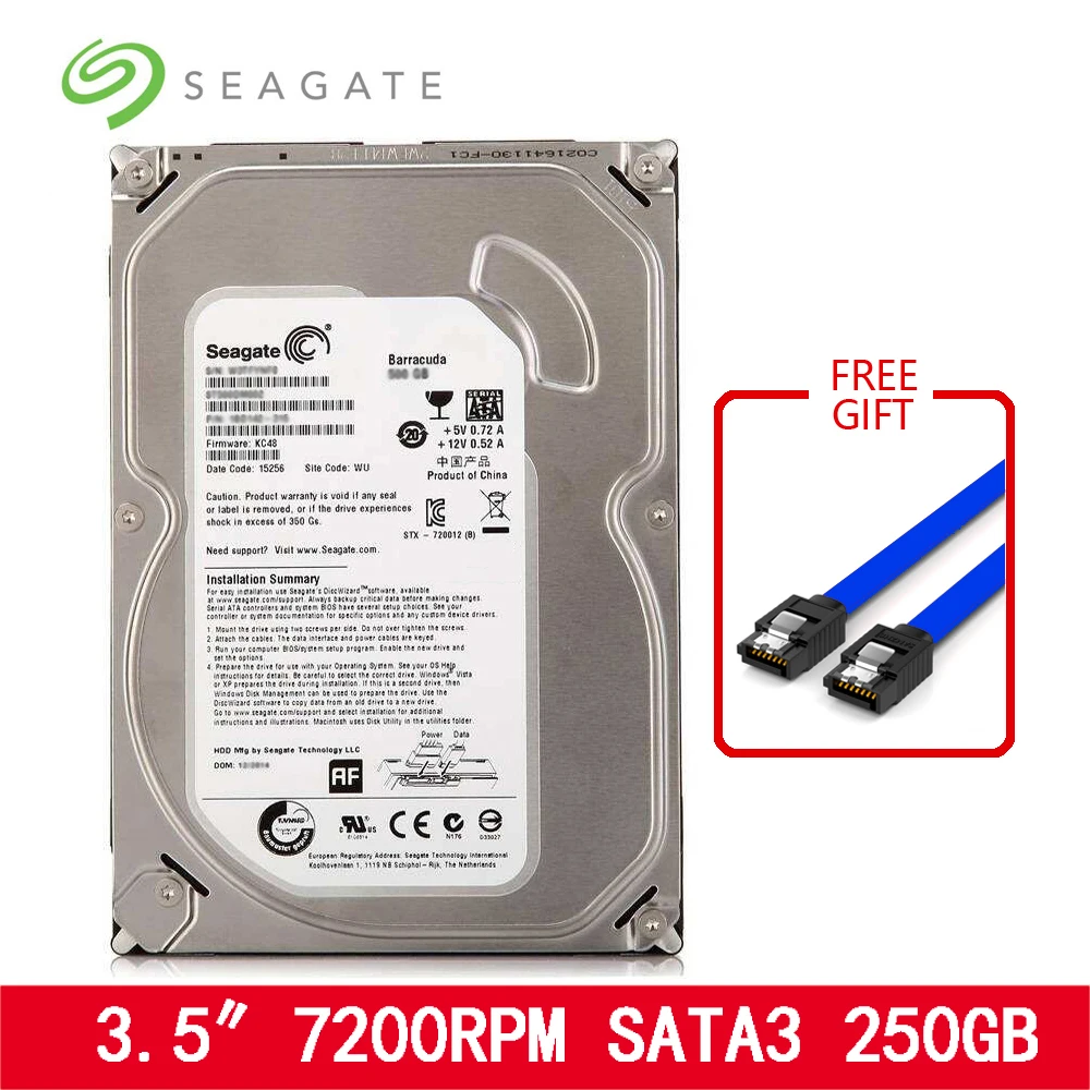 

Seagate 3.5'' 250GB SATA Internal hdd Mechanical Hard Disk 3Gb/s 7200RPM 16MB Buffer For Desktop PC Computer free shipping