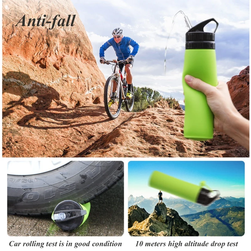 Outdoor Silicone water bottle folding large capacity kettle riding hiking Bottle