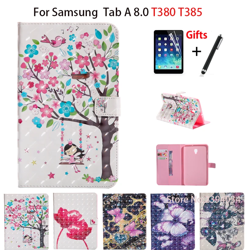 3D цветной чехол для Samsung Galaxy Tab A 8 0 T380 T385 2017 дюйма модный планшета из искусственной