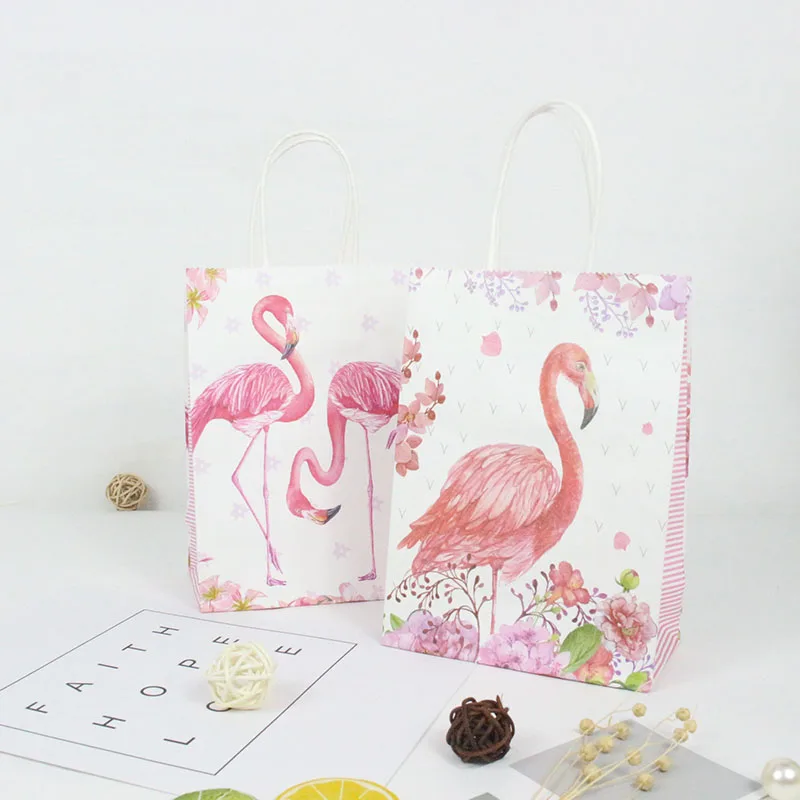 AVEBIEN 10 шт. Фламинго крафт-бумага подарочная сумка Свадебные украшения бумажный пакет для одежды с ручкой вечерние сувениры Сладкий подарок в сумочке пакет