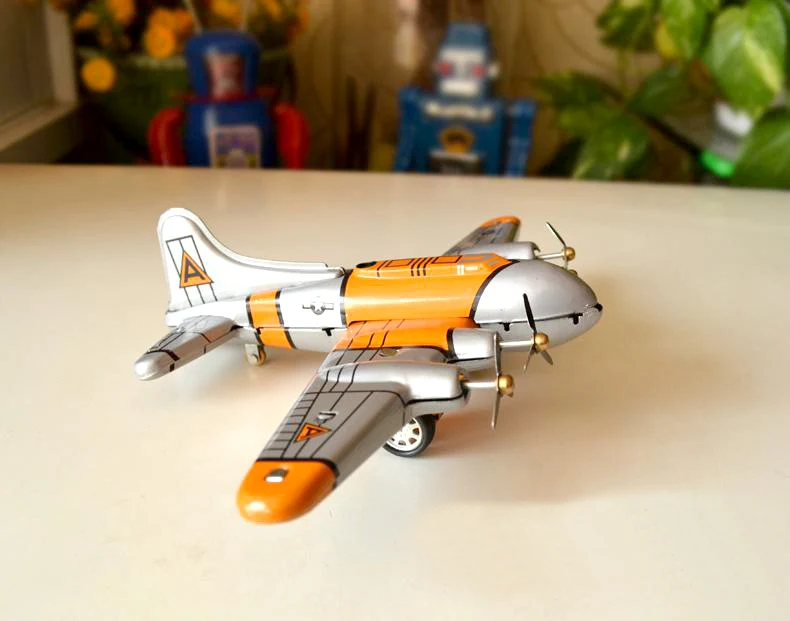 Заводной классический ретро оловянные игрушки редкая заводная летающая крепость коллекция самолетов