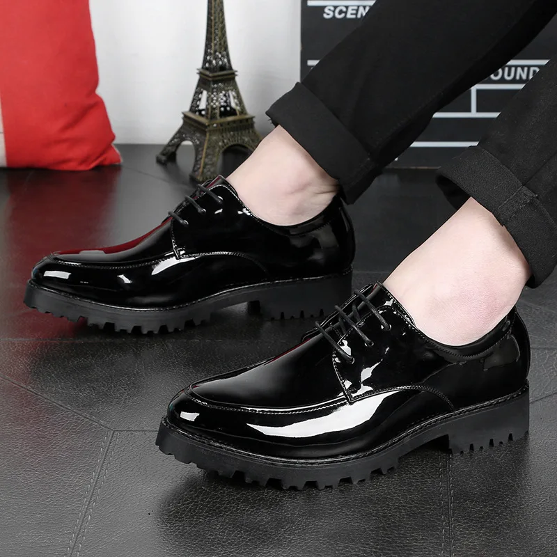 marron Les D'affaires Chaussures Augmenter De Cuir Brillant Pointu En Dans Mariage Noir Robe Loisirs Hommes Zq6Pw