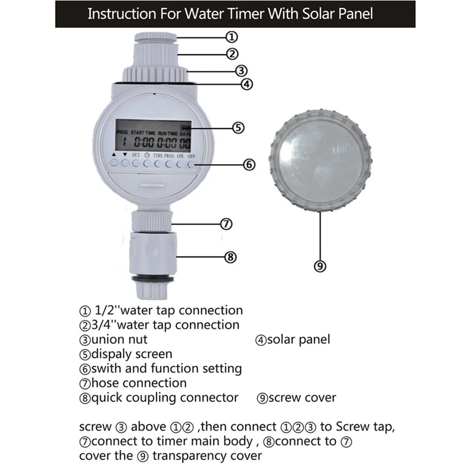 Таймер для полива VOGVIGO, таймер для полива на солнечной энергии, автоматический таймер для полива, программируемый ЖК-дисплей, таймеры для шланга, система полива