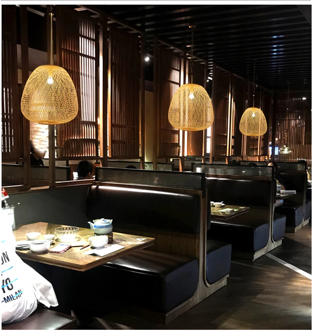 Бамбуковый светодиодный подвесной светильник E27 из плетеного ротанга с волнистым абажуром, винтажный Японский подвесной светильник для дома и дома, столовой, комнаты, светильник ing