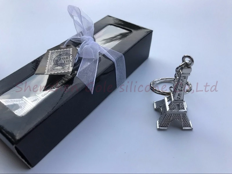 

140pcs Silver Eiffel Tower Key Chain in Gift Box Paris Themed Wedding Favors Party Giveaway & Souvenir