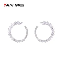 Янь Мэй прозрачный кубический цирконий круглый цветок серьги гвоздики для женщин аксессуары GLE5785Y