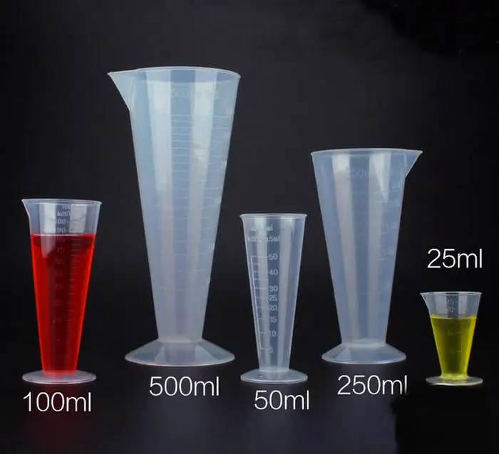 

25ml to 500ml transparent plastic cone measuring cups Clear Graduated Laboratory Conical Measuring labware