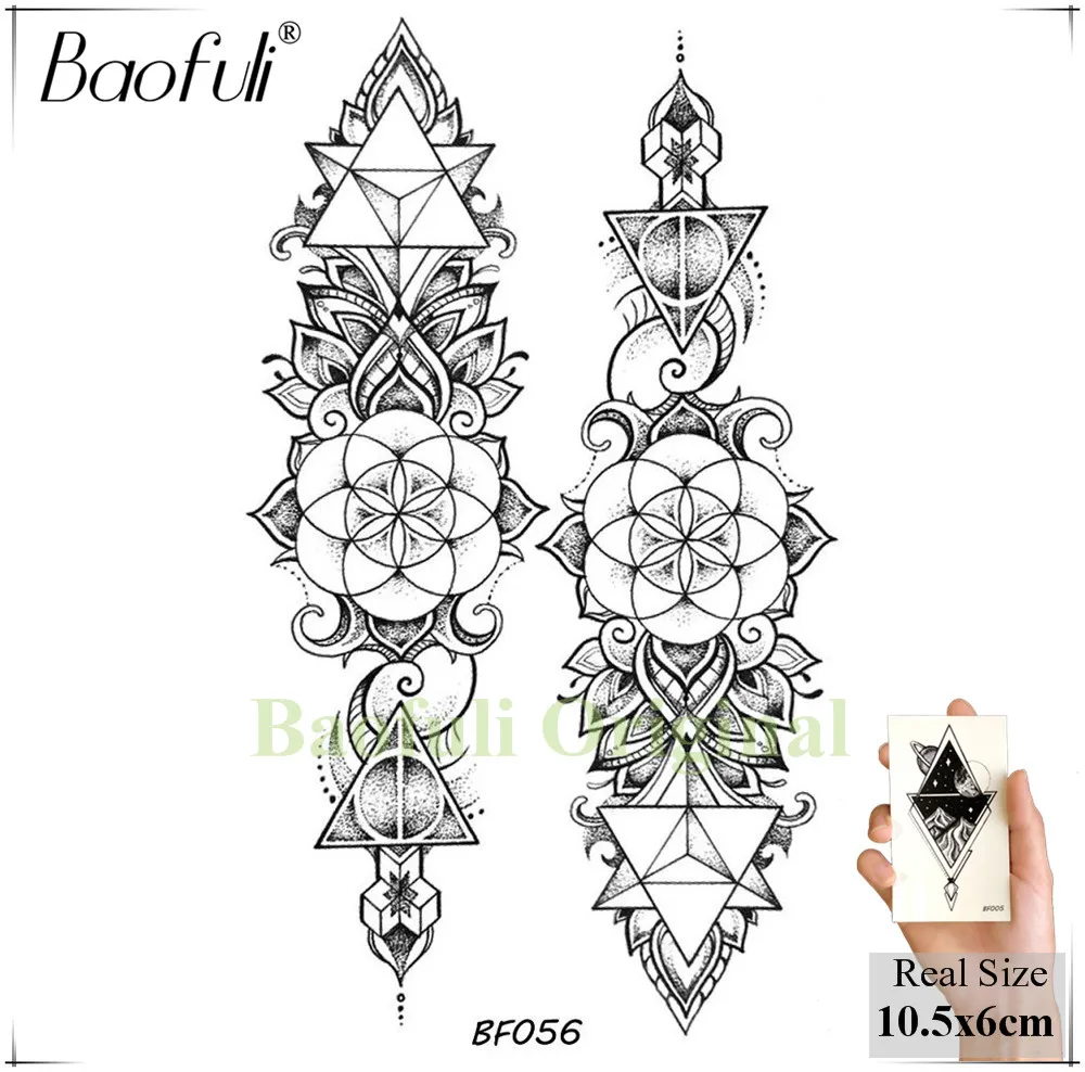 Черные Геометрические временные наклейки BAOFULI с татуировками женские планетами